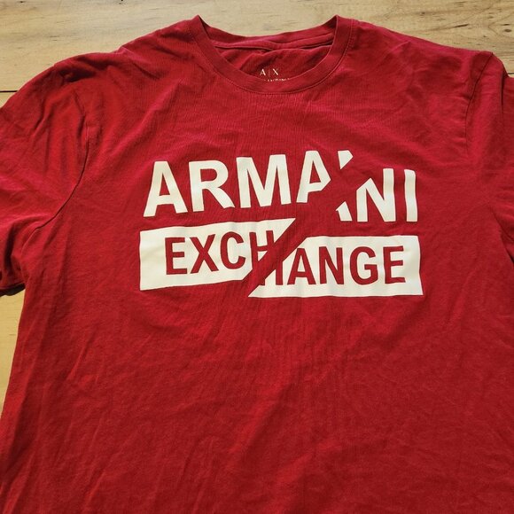 Armani Exhange T-Shirt Short-Sleeved Crew Neck Absolute Red Mens Size Small EUC - Picture 3 of 9